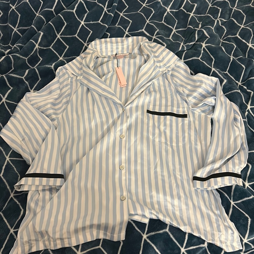 Victoria’s Secret Blue and White striped PJ top
